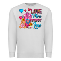 Dove Grey Love More Worry Less Valentines Day Cold Drink Premium Sweatshirt - FaDigitalArtStudio