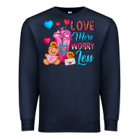 Navy Love More Worry Less Valentines Day Cold Drink Premium Sweatshirt - FaDigitalArtStudio