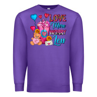 Purple Love More Worry Less Valentines Day Cold Drink Premium Sweatshirt - FaDigitalArtStudio