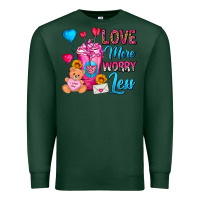 Sports Green Love More Worry Less Valentines Day Cold Drink Premium Sweatshirt - FaDigitalArtStudio