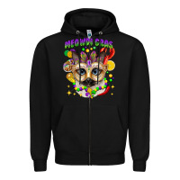 Black meowdi gras mardi gras cat Zipper Hoodie - CowGirlArtShop