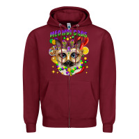 Burgundy meowdi gras mardi gras cat Zipper Hoodie - CowGirlArtShop