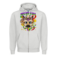 Dove Grey meowdi gras mardi gras cat Zipper Hoodie - CowGirlArtShop
