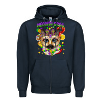 Navy meowdi gras mardi gras cat Zipper Hoodie - CowGirlArtShop