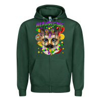 Sports Green meowdi gras mardi gras cat Zipper Hoodie - CowGirlArtShop