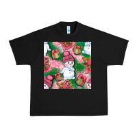 Black cute snowman and gift box with leopard seamless pattern bbs Urban Heavy Tee - BundleAndBundleShop