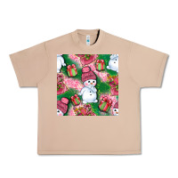 Burro cute snowman and gift box with leopard seamless pattern bbs Urban Heavy Tee - BundleAndBundleShop