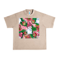 French Oak cute snowman and gift box with leopard seamless pattern bbs Urban Heavy Tee - BundleAndBundleShop