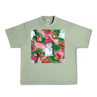 Oil Green cute snowman and gift box with leopard seamless pattern bbs Urban Heavy Tee - BundleAndBundleShop