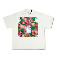 Pistachio cute snowman and gift box with leopard seamless pattern bbs Urban Heavy Tee - BundleAndBundleShop