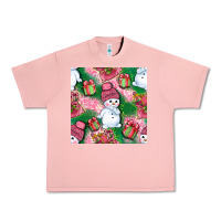 Salmon cute snowman and gift box with leopard seamless pattern bbs Urban Heavy Tee - BundleAndBundleShop