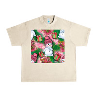 Sandshell cute snowman and gift box with leopard seamless pattern bbs Urban Heavy Tee - BundleAndBundleShop