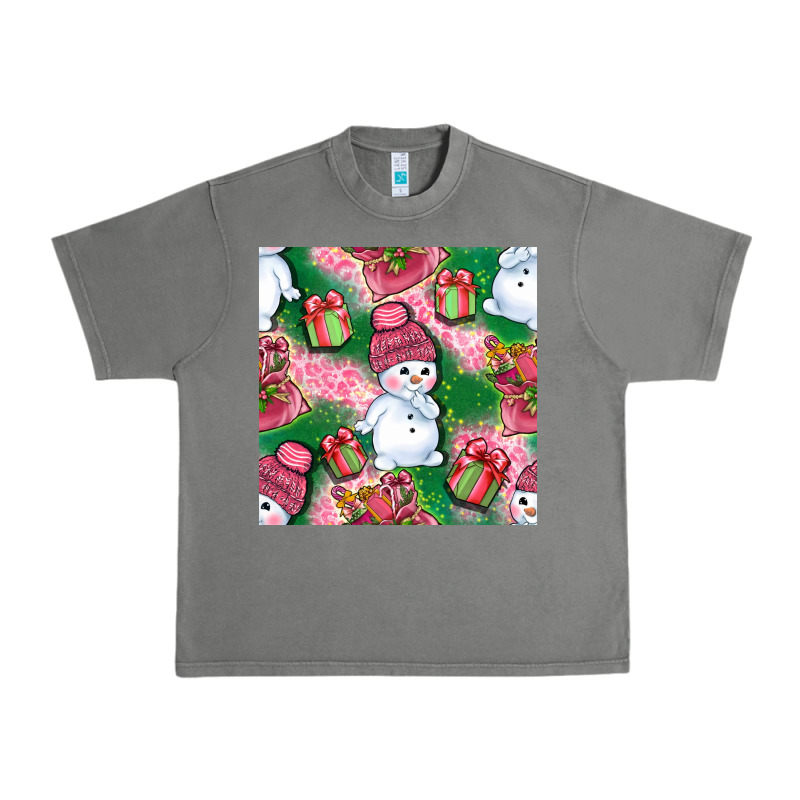 Cute Snowman And Gift Box With Leopard Seamless Pattern Bbs Urban Heavy Tee by BundleAndBundleShop | Teevron