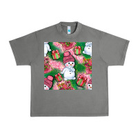 Tornado cute snowman and gift box with leopard seamless pattern bbs Urban Heavy Tee - BundleAndBundleShop