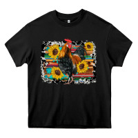 Black western rooster coop animals sunflowers cowhide serape wooden Heavy Core Tee - Artiststas