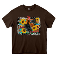 Chocolate Brown western rooster coop animals sunflowers cowhide serape wooden Heavy Core Tee - Artiststas