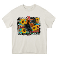 Cream western rooster coop animals sunflowers cowhide serape wooden Heavy Core Tee - Artiststas