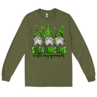 Army Green shenanigans with my gnomies st patricks day gnomes Long Sleeve Tee - Jasminsmagicworld