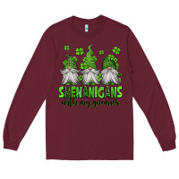 Burgundy shenanigans with my gnomies st patricks day gnomes Long Sleeve Tee - Jasminsmagicworld