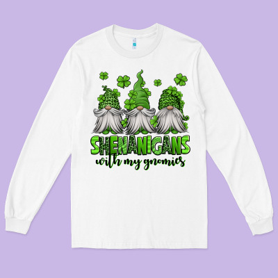 Shenanigans With My Gnomies St Patricks Day Gnomes Long Sleeve Tee Designed By Jasminsmagicworld