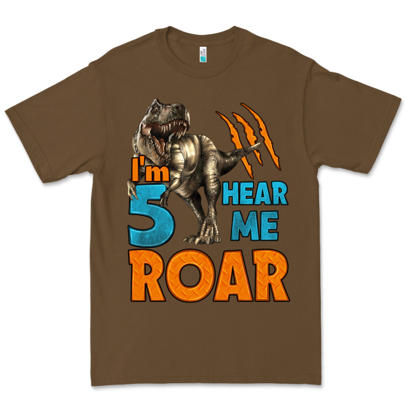 I'm Five Hear Me Roar Dinosaur Birthday Premium Tee by LillyAllenDesigns | Teevron
