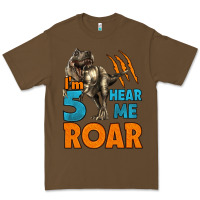 Cacao i'm five hear me roar dinosaur birthday Premium Tee - LillyAllenDesigns
