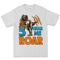 Dove Grey i'm five hear me roar dinosaur birthday Premium Tee - LillyAllenDesigns