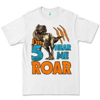 White i'm five hear me roar dinosaur birthday Premium Tee - LillyAllenDesigns
