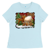 Baby Blue Christmas cookies buffalo plaid Ladies Tee - Jasminsmagicworld