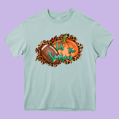 Tis The Season Football Pumpkin Heavy Core Tee Designed By Adodesignshop