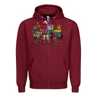 Burgundy mardi gras tractor Zipper Hoodie - CowGirlArtShop