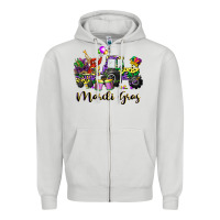 Dove Grey mardi gras tractor Zipper Hoodie - CowGirlArtShop
