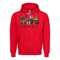 Red mardi gras tractor Zipper Hoodie - CowGirlArtShop
