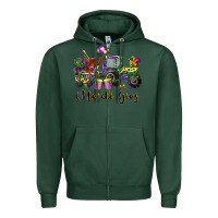 Sports Green mardi gras tractor Zipper Hoodie - CowGirlArtShop