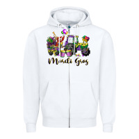 White mardi gras tractor Zipper Hoodie - CowGirlArtShop