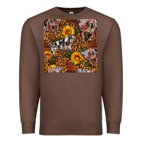 Chestnut Western Spotted Pig With Sunflowers Seamless Premium Sweatshirt - FaDigitalArtStudio