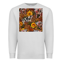 Dove Grey Western Spotted Pig With Sunflowers Seamless Premium Sweatshirt - FaDigitalArtStudio