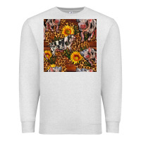 Oatmeal Heather Western Spotted Pig With Sunflowers Seamless Premium Sweatshirt - FaDigitalArtStudio
