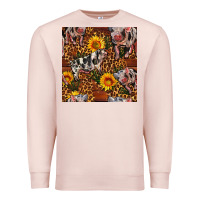 Pale Pink Western Spotted Pig With Sunflowers Seamless Premium Sweatshirt - FaDigitalArtStudio