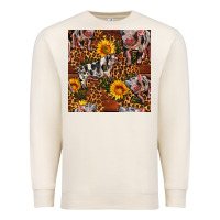 Sandshell Western Spotted Pig With Sunflowers Seamless Premium Sweatshirt - FaDigitalArtStudio