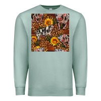 Seafoam Western Spotted Pig With Sunflowers Seamless Premium Sweatshirt - FaDigitalArtStudio