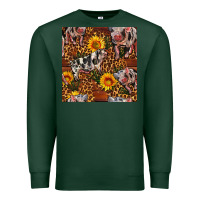 Sports Green Western Spotted Pig With Sunflowers Seamless Premium Sweatshirt - FaDigitalArtStudio