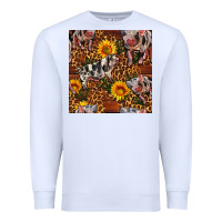 White Western Spotted Pig With Sunflowers Seamless Premium Sweatshirt - FaDigitalArtStudio
