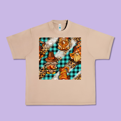 Thanksgiving Gnomies With Leopard And Tartan Seamless Pattern Bbs Urban Heavy Tee Designed By Bundleandbundleshop