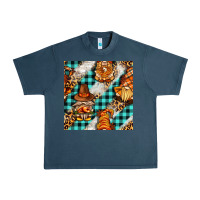 Midnight Navy thanksgiving gnomies with leopard and tartan seamless pattern bbs Urban Heavy Tee - BundleAndBundleShop
