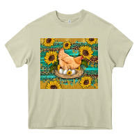 Western Farm Chicken Coop Animals Sunflowers Leopard Turquoise Wooden Heavy Core Tee | Teevron