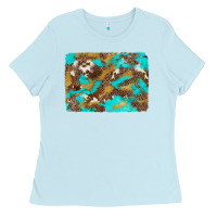 Baby Blue western turquoise leopard and cowhide background Ladies Tee - Artiststas