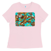 Bubblegum Pink western turquoise leopard and cowhide background Ladies Tee - Artiststas