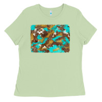 Matcha western turquoise leopard and cowhide background Ladies Tee - Artiststas