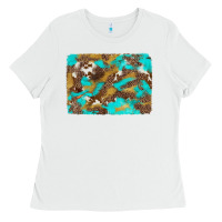 White western turquoise leopard and cowhide background Ladies Tee - Artiststas
